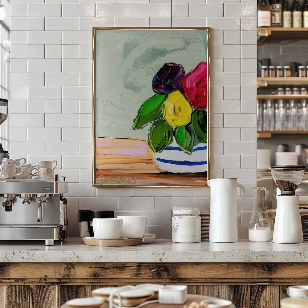 Vibrant Flower Vase - Stretched Canvas, Poster or Fine Art Print by Angela Hawkey - I Heart Wall Art - Poster Print, Canvas Print or Framed Art Print