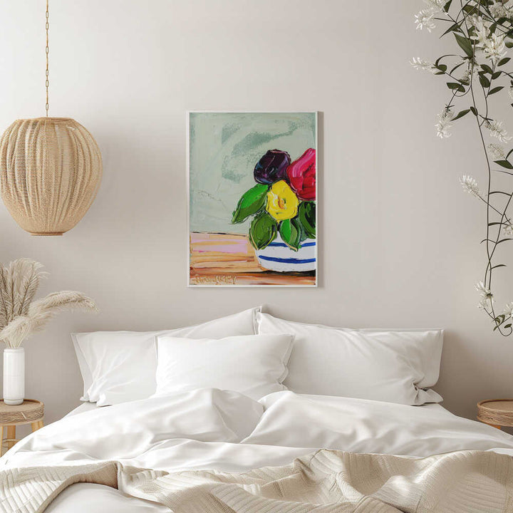 Vibrant Flower Vase - Stretched Canvas, Poster or Fine Art Print by Angela Hawkey - I Heart Wall Art - Poster Print, Canvas Print or Framed Art Print
