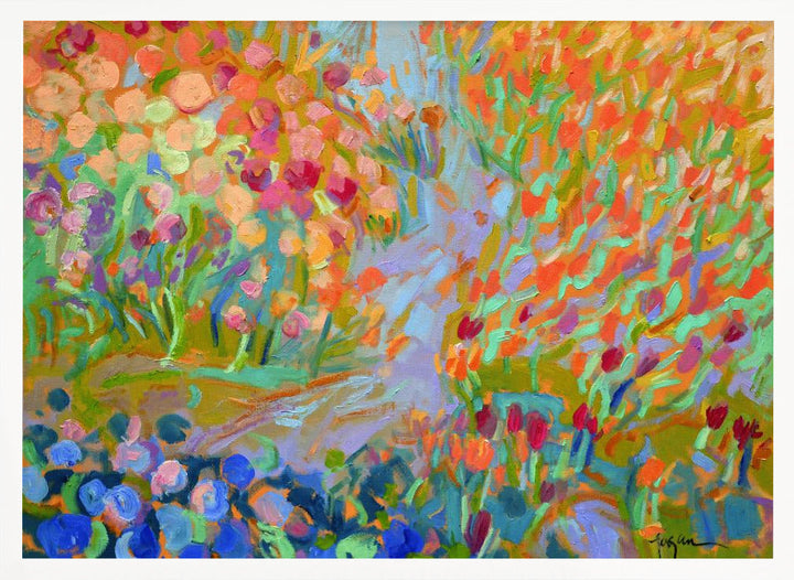 Vibrant Garden Path - Stretched Canvas, Poster or Fine Art Print I Heart Wall Art