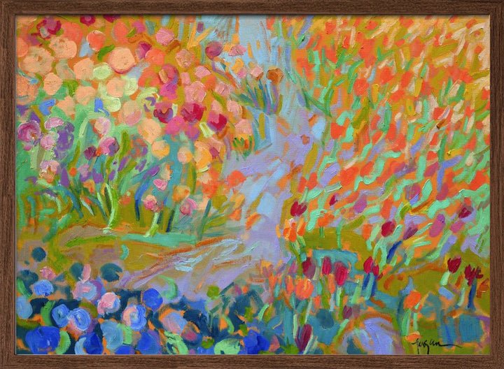 Vibrant Garden Path - Stretched Canvas, Poster or Fine Art Print I Heart Wall Art