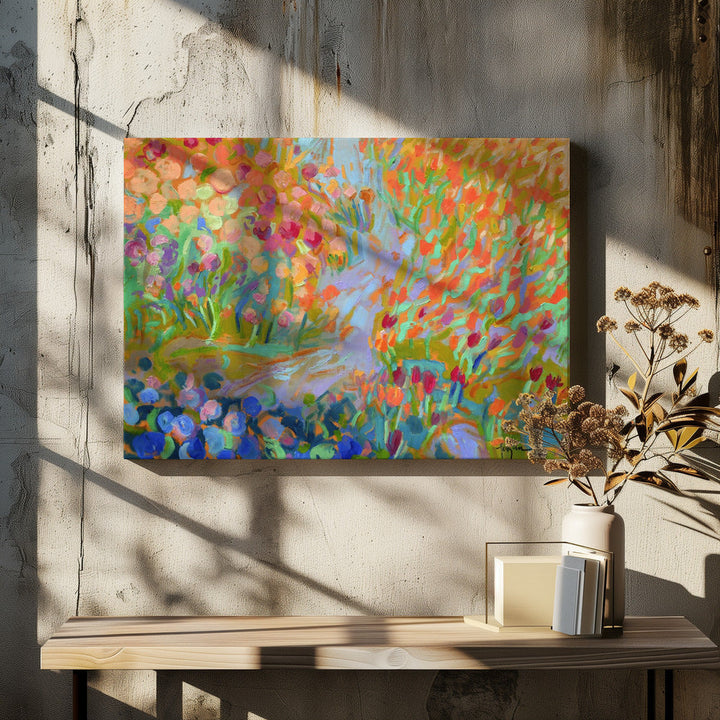Vibrant Garden Path - Stretched Canvas, Poster or Fine Art Print I Heart Wall Art