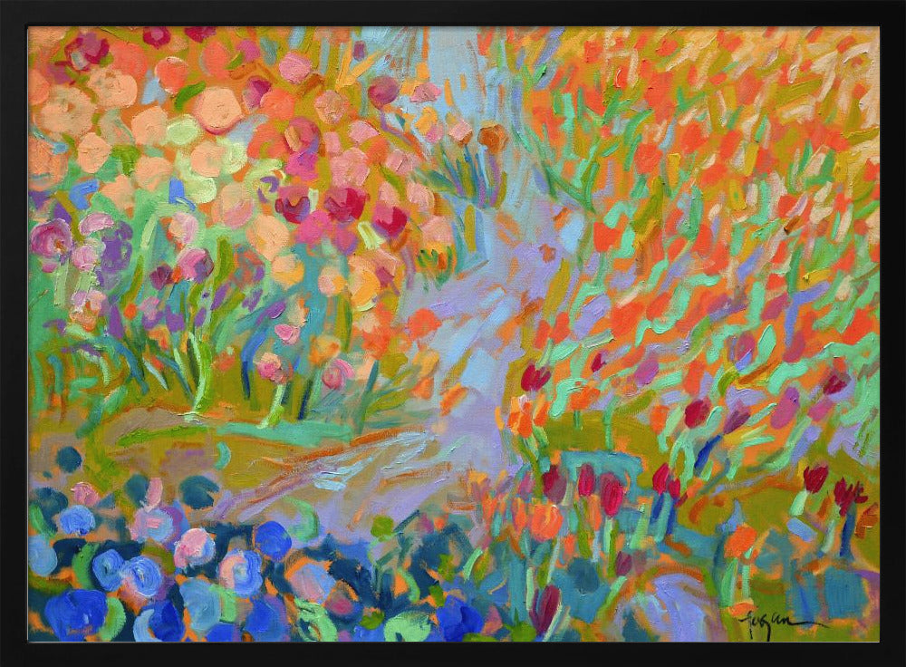 Vibrant Garden Path - Stretched Canvas, Poster or Fine Art Print I Heart Wall Art
