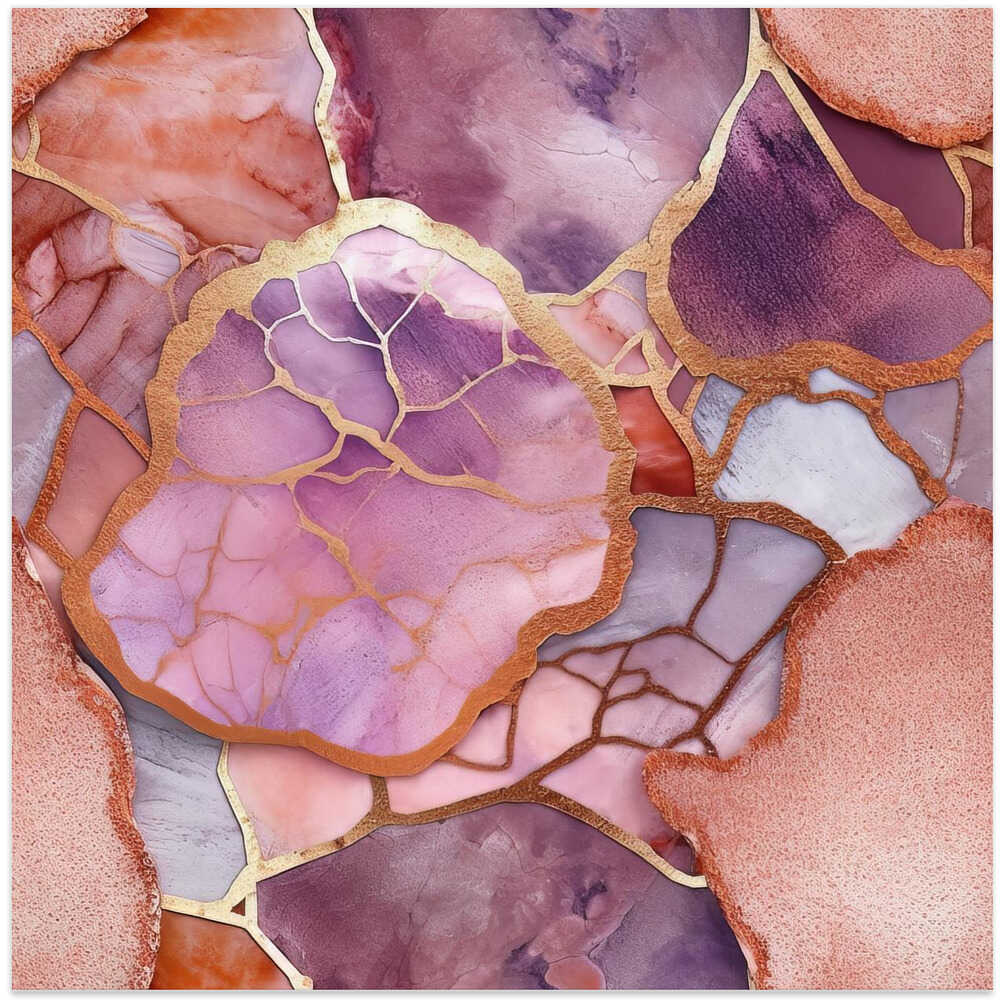 Vibrant Gold Marble Kintsugi - Square Stretched Canvas, Poster or Fine Art Print - I Heart Wall Art - Poster Print, Canvas Print or Framed Art Print