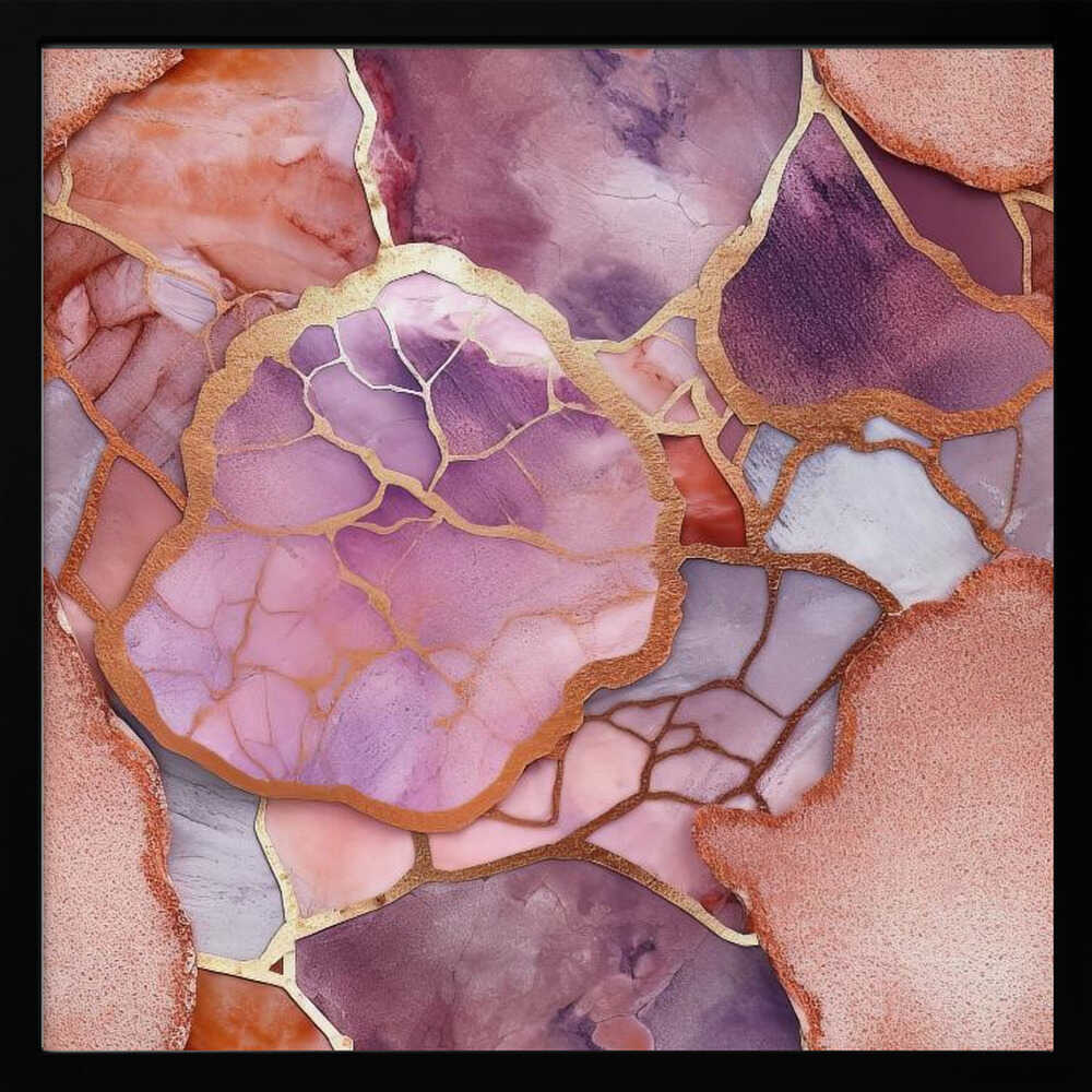 Vibrant Gold Marble Kintsugi - Square Stretched Canvas, Poster or Fine Art Print - I Heart Wall Art - Poster Print, Canvas Print or Framed Art Print