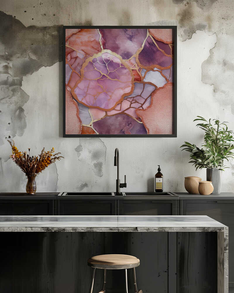 Vibrant Gold Marble Kintsugi - Square Stretched Canvas, Poster or Fine Art Print - I Heart Wall Art - Poster Print, Canvas Print or Framed Art Print