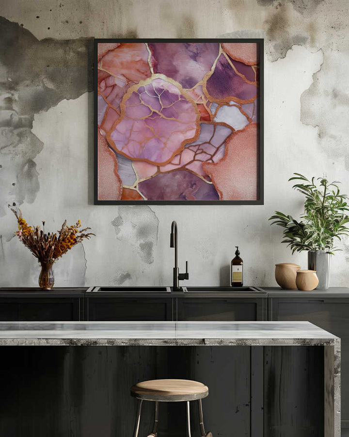 Vibrant Gold Marble Kintsugi - Square Stretched Canvas, Poster or Fine Art Print - I Heart Wall Art - Poster Print, Canvas Print or Framed Art Print