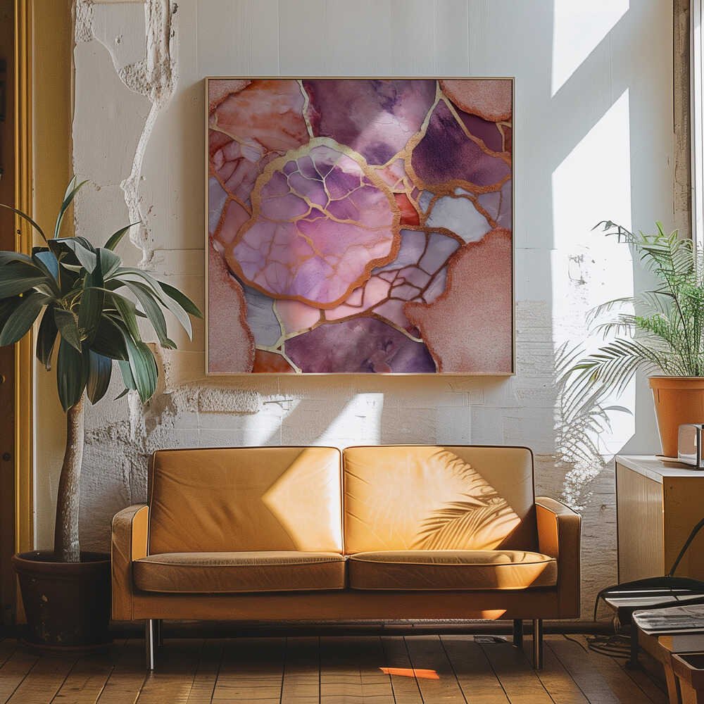 Vibrant Gold Marble Kintsugi - Square Stretched Canvas, Poster or Fine Art Print - I Heart Wall Art - Poster Print, Canvas Print or Framed Art Print
