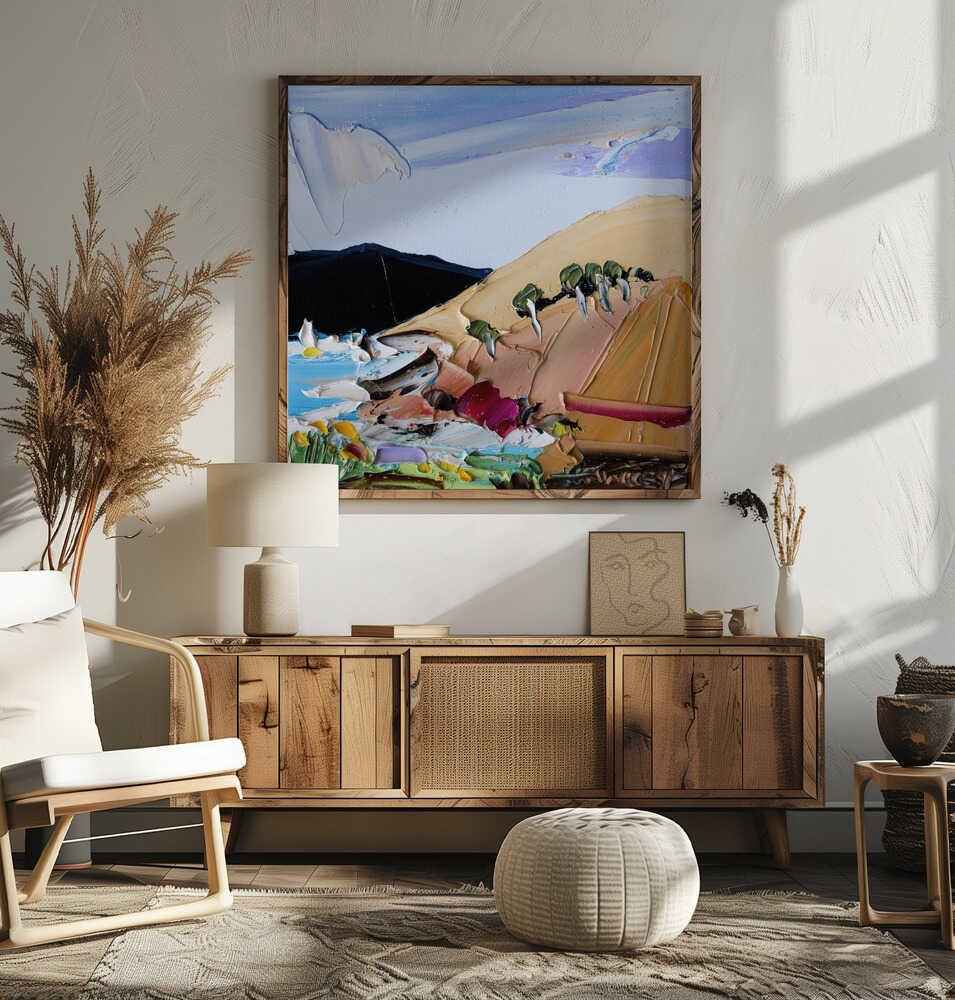 Vibrant Hillside Coast - Square Stretched Canvas, Poster or Fine Art Print by Angela Hawkey - I Heart Wall Art - Poster Print, Canvas Print or Framed Art Print