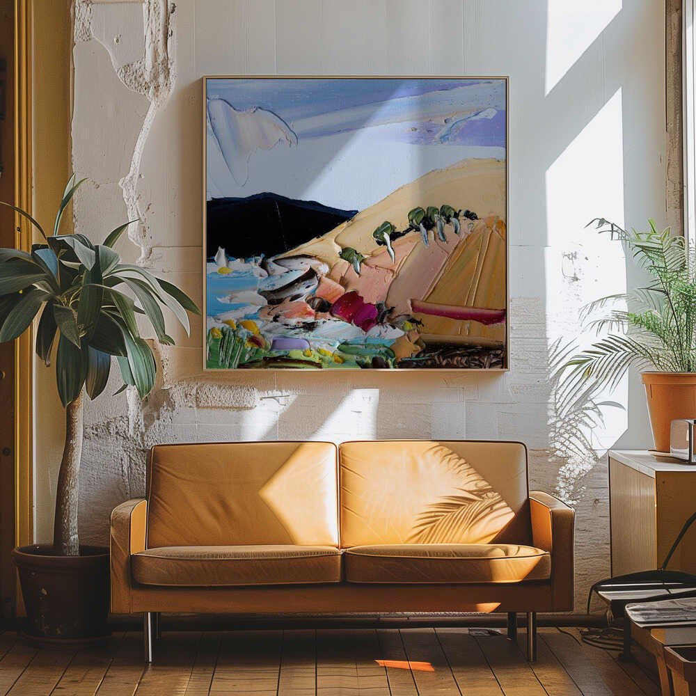 Vibrant Hillside Coast - Square Stretched Canvas, Poster or Fine Art Print by Angela Hawkey - I Heart Wall Art - Poster Print, Canvas Print or Framed Art Print