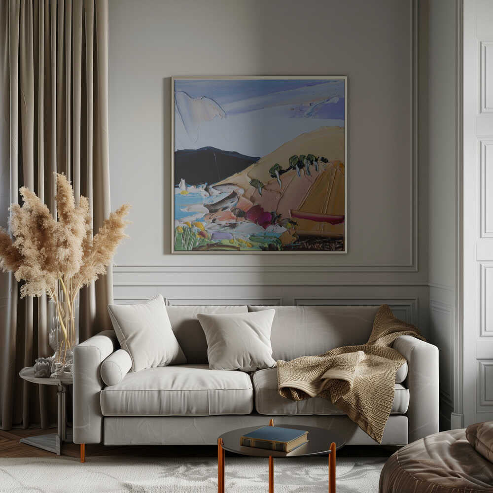 Vibrant Hillside Coast - Square Stretched Canvas, Poster or Fine Art Print by Angela Hawkey - I Heart Wall Art - Poster Print, Canvas Print or Framed Art Print