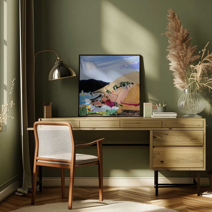 Vibrant Hillside Coast - Square Stretched Canvas, Poster or Fine Art Print by Angela Hawkey - I Heart Wall Art - Poster Print, Canvas Print or Framed Art Print