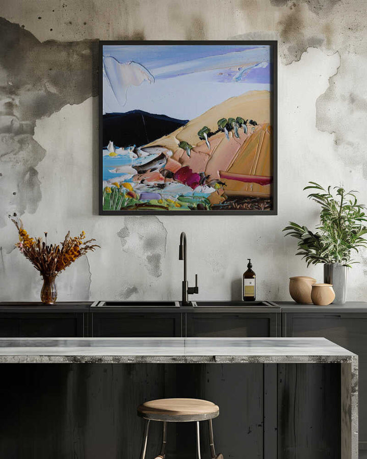 Vibrant Hillside Coast - Square Stretched Canvas, Poster or Fine Art Print by Angela Hawkey - I Heart Wall Art - Poster Print, Canvas Print or Framed Art Print