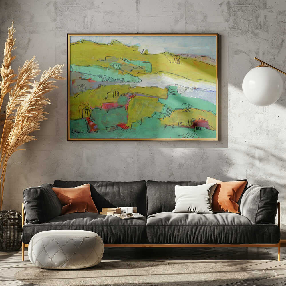 Vibrant Hillside - Stretched Canvas, Poster or Fine Art Print - I Heart Wall Art - Poster Print, Canvas Print or Framed Art Print