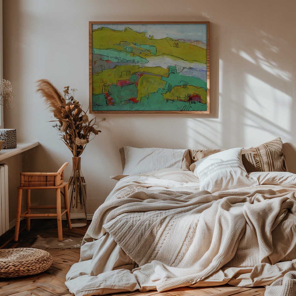 Vibrant Hillside - Stretched Canvas, Poster or Fine Art Print - I Heart Wall Art - Poster Print, Canvas Print or Framed Art Print