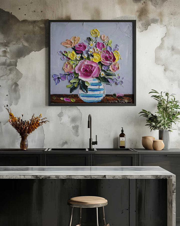 Vibrant Impasto Flowers - Square Stretched Canvas, Poster or Fine Art Print by Angela Hawkey - I Heart Wall Art - Poster Print, Canvas Print or Framed Art Print