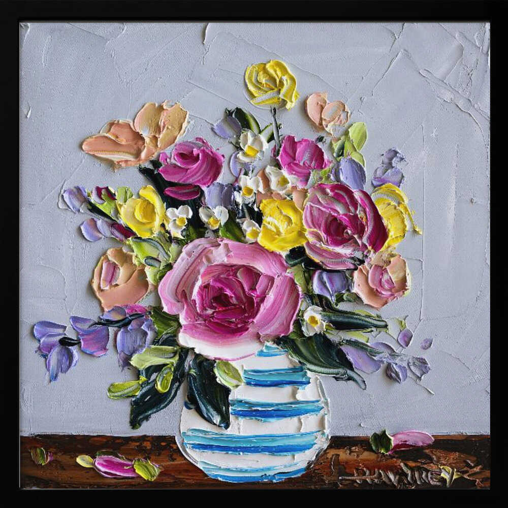 Vibrant Impasto Flowers - Square Stretched Canvas, Poster or Fine Art Print by Angela Hawkey - I Heart Wall Art - Poster Print, Canvas Print or Framed Art Print