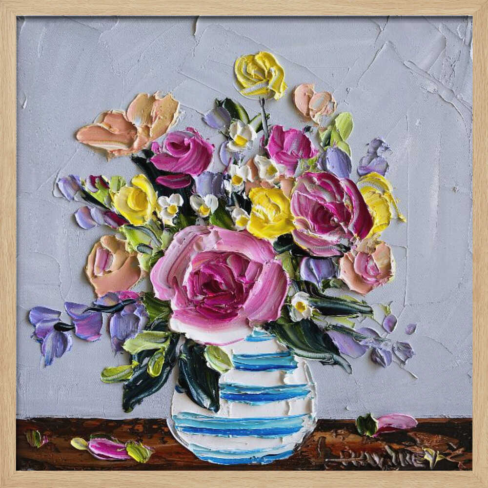 Vibrant Impasto Flowers - Square Stretched Canvas, Poster or Fine Art Print by Angela Hawkey - I Heart Wall Art - Poster Print, Canvas Print or Framed Art Print