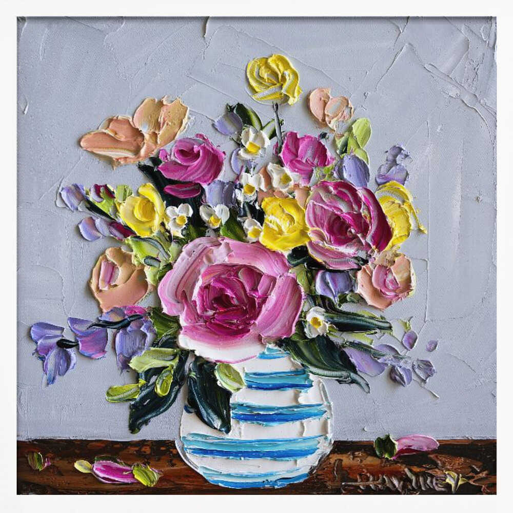 Vibrant Impasto Flowers - Square Stretched Canvas, Poster or Fine Art Print by Angela Hawkey - I Heart Wall Art - Poster Print, Canvas Print or Framed Art Print