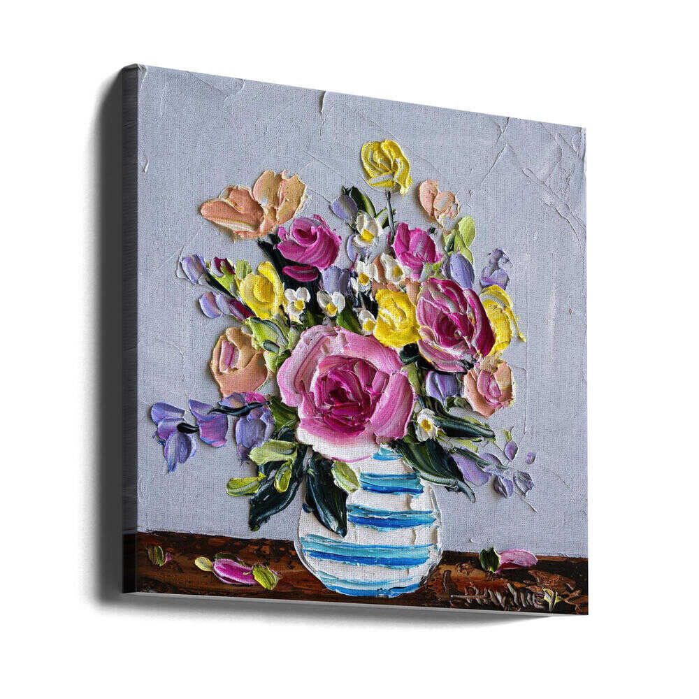 Vibrant Impasto Flowers - Square Stretched Canvas, Poster or Fine Art Print by Angela Hawkey - I Heart Wall Art - Poster Print, Canvas Print or Framed Art Print