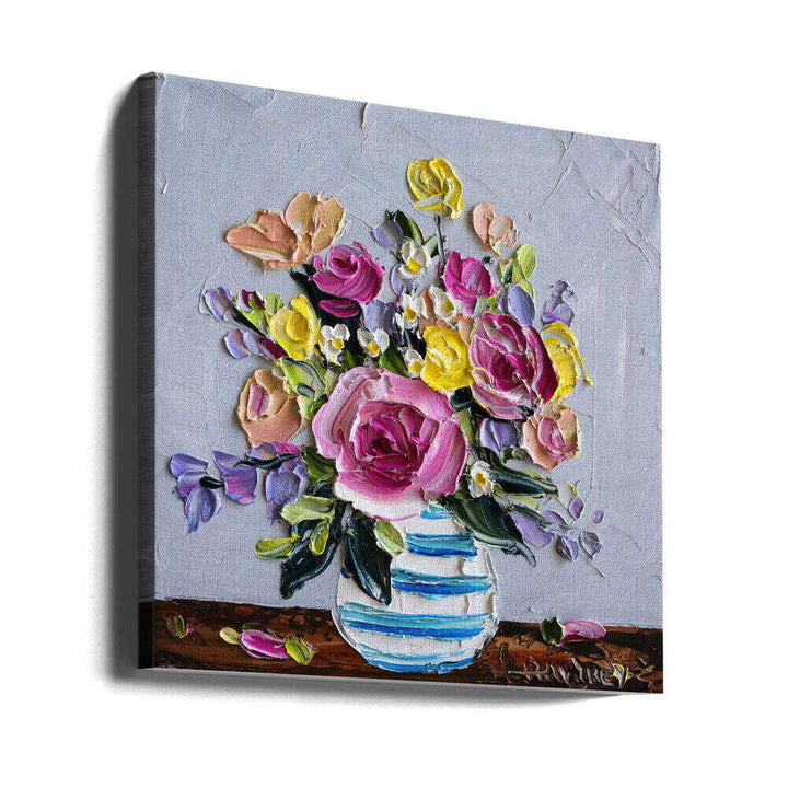 Vibrant Impasto Flowers - Square Stretched Canvas, Poster or Fine Art Print by Angela Hawkey - I Heart Wall Art - Poster Print, Canvas Print or Framed Art Print