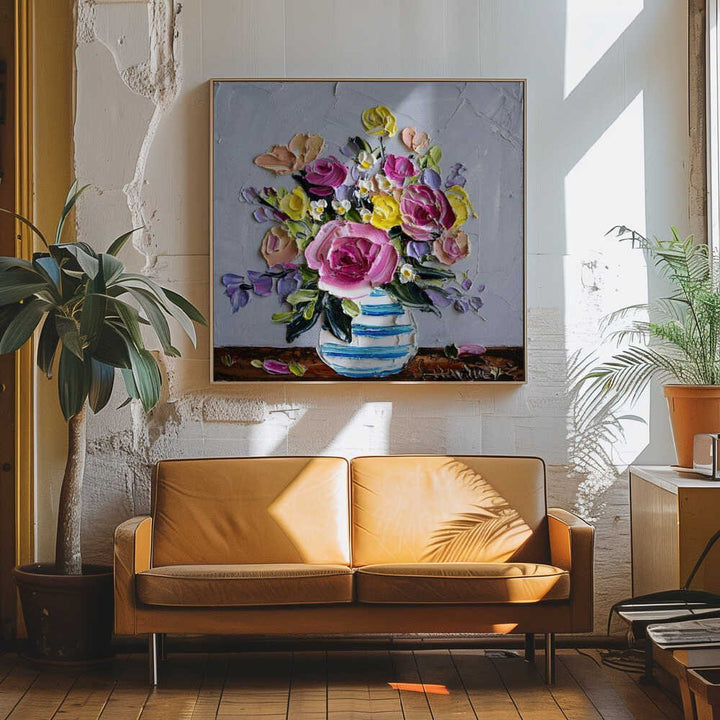 Vibrant Impasto Flowers - Square Stretched Canvas, Poster or Fine Art Print by Angela Hawkey - I Heart Wall Art - Poster Print, Canvas Print or Framed Art Print