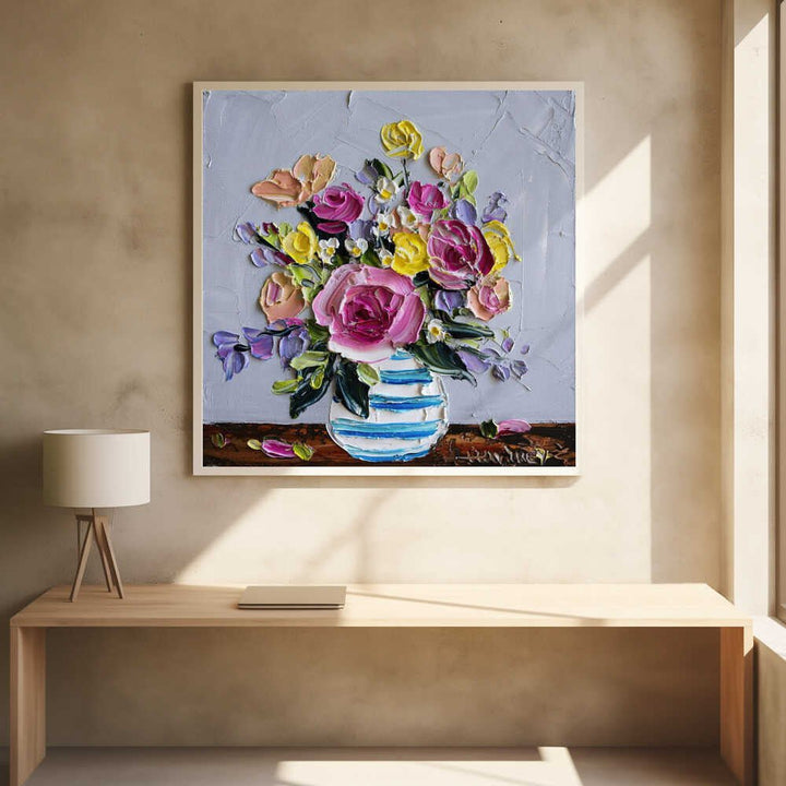 Vibrant Impasto Flowers - Square Stretched Canvas, Poster or Fine Art Print by Angela Hawkey - I Heart Wall Art - Poster Print, Canvas Print or Framed Art Print