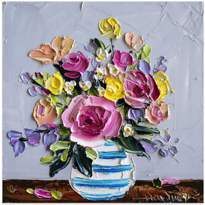Vibrant Impasto Flowers - Square Stretched Canvas, Poster or Fine Art Print by Angela Hawkey - I Heart Wall Art - Poster Print, Canvas Print or Framed Art Print