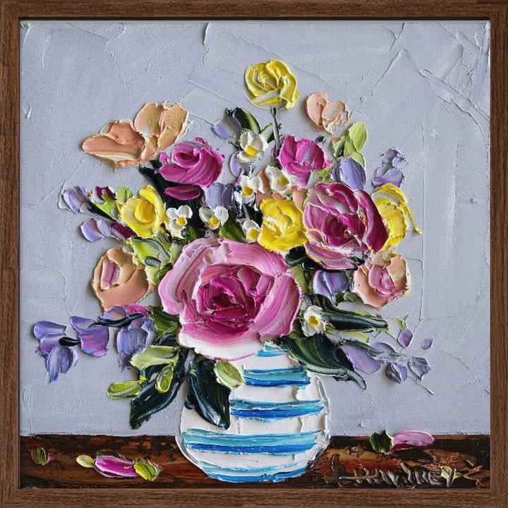 Vibrant Impasto Flowers - Square Stretched Canvas, Poster or Fine Art Print by Angela Hawkey - I Heart Wall Art - Poster Print, Canvas Print or Framed Art Print