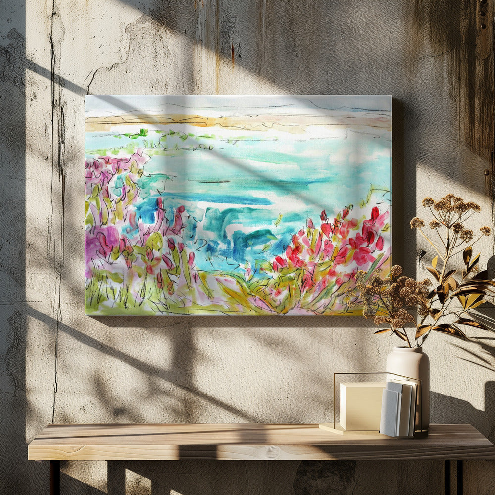 Vibrant Lakeside - Stretched Canvas, Poster or Fine Art Print I Heart Wall Art