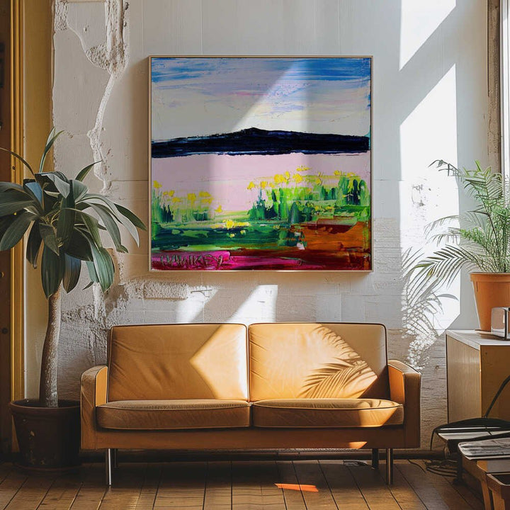 Vibrant Mountain Meadow - Square Stretched Canvas, Poster or Fine Art Print by Angela Hawkey - I Heart Wall Art - Poster Print, Canvas Print or Framed Art Print