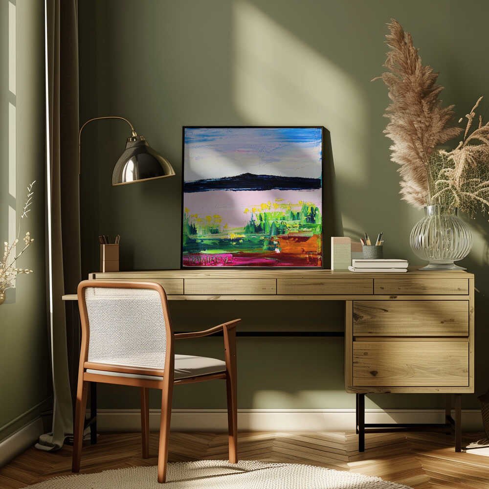 Vibrant Mountain Meadow - Square Stretched Canvas, Poster or Fine Art Print by Angela Hawkey - I Heart Wall Art - Poster Print, Canvas Print or Framed Art Print