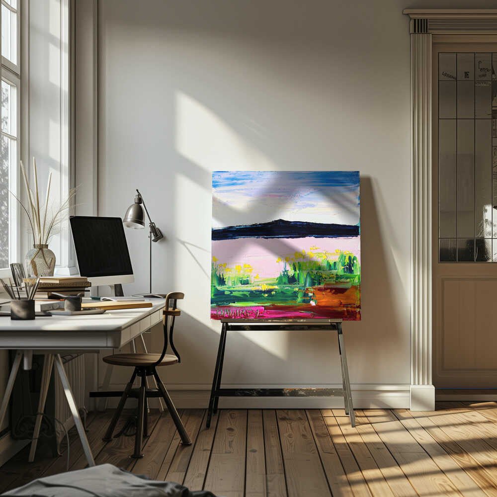 Vibrant Mountain Meadow - Square Stretched Canvas, Poster or Fine Art Print by Angela Hawkey - I Heart Wall Art - Poster Print, Canvas Print or Framed Art Print