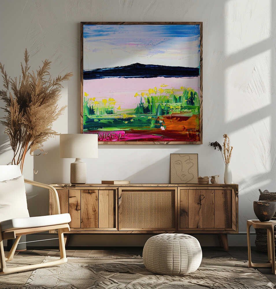 Vibrant Mountain Meadow - Square Stretched Canvas, Poster or Fine Art Print by Angela Hawkey - I Heart Wall Art - Poster Print, Canvas Print or Framed Art Print