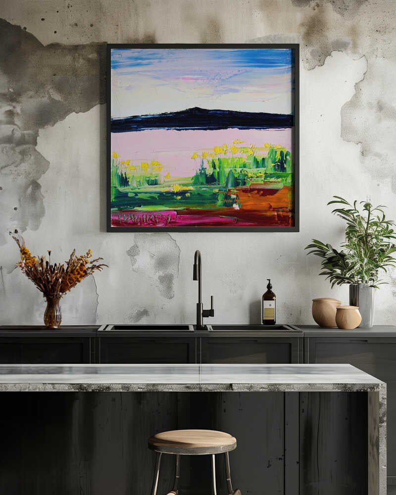 Vibrant Mountain Meadow - Square Stretched Canvas, Poster or Fine Art Print by Angela Hawkey - I Heart Wall Art - Poster Print, Canvas Print or Framed Art Print