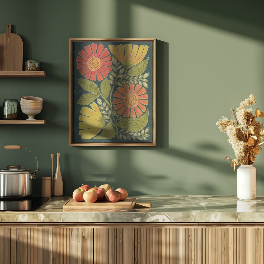 Vibrant Orange And Yellow Flowers - Stretched Canvas, Poster or Fine Art Print - I Heart Wall Art - Poster Print, Canvas Print or Framed Art Print