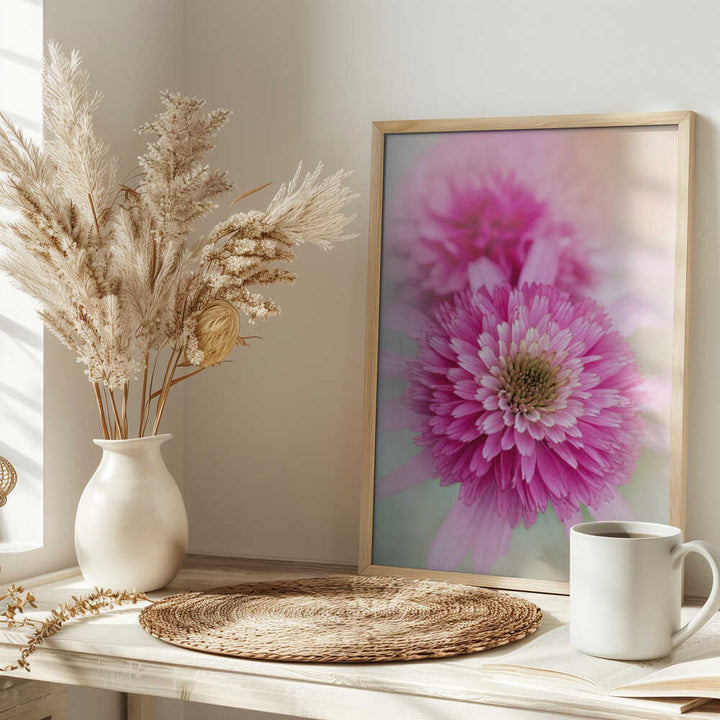 Vibrant Pink Blooms - Floral Photographic Stretched Canvas Poster or Fine Art Print