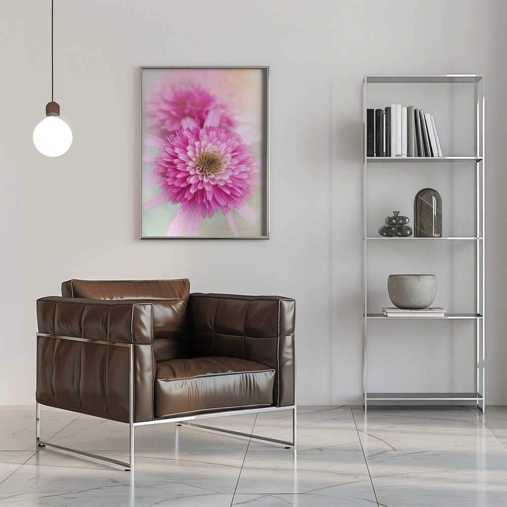 Vibrant Pink Blooms - Floral Photographic Stretched Canvas Poster or Fine Art Print