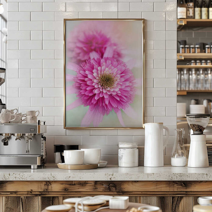 Vibrant Pink Blooms - Floral Photographic Stretched Canvas Poster or Fine Art Print