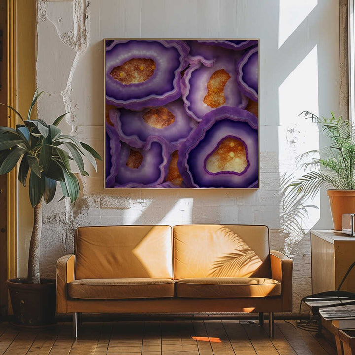 Vibrant Purple Geode Crystals - Square Stretched Canvas, Poster or Fine Art Print - I Heart Wall Art - Poster Print, Canvas Print or Framed Art Print