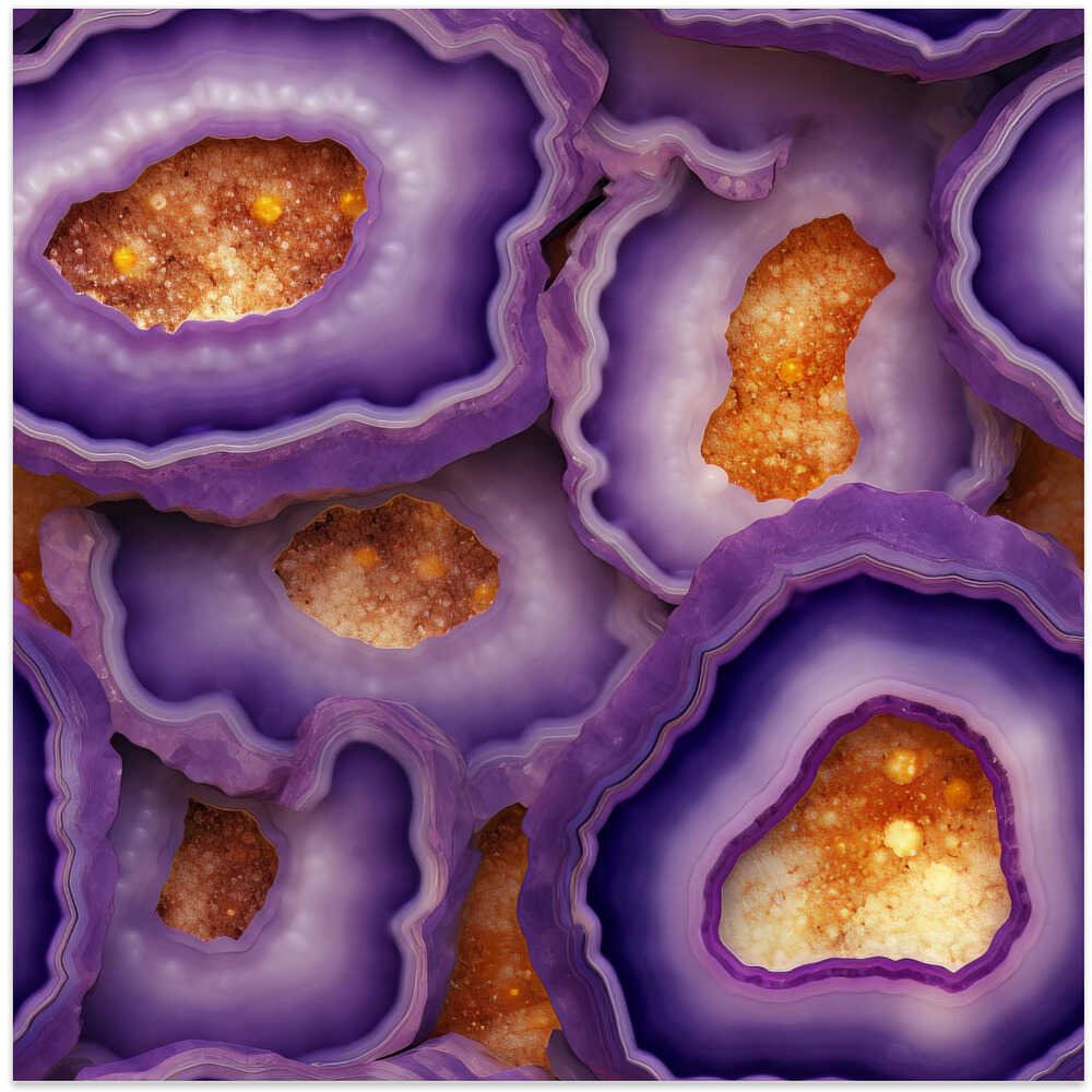 Vibrant Purple Geode Crystals - Square Stretched Canvas, Poster or Fine Art Print - I Heart Wall Art - Poster Print, Canvas Print or Framed Art Print