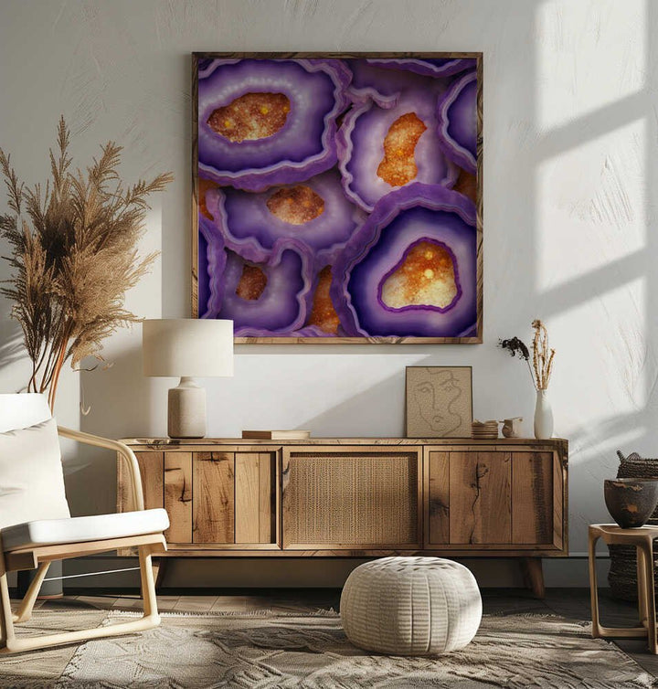 Vibrant Purple Geode Crystals - Square Stretched Canvas, Poster or Fine Art Print - I Heart Wall Art - Poster Print, Canvas Print or Framed Art Print
