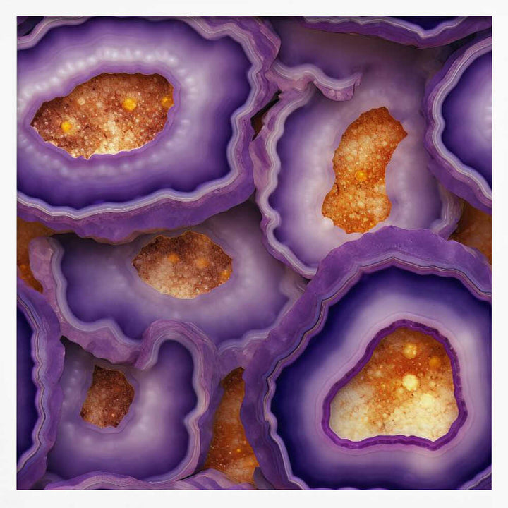Vibrant Purple Geode Crystals - Square Stretched Canvas, Poster or Fine Art Print - I Heart Wall Art - Poster Print, Canvas Print or Framed Art Print