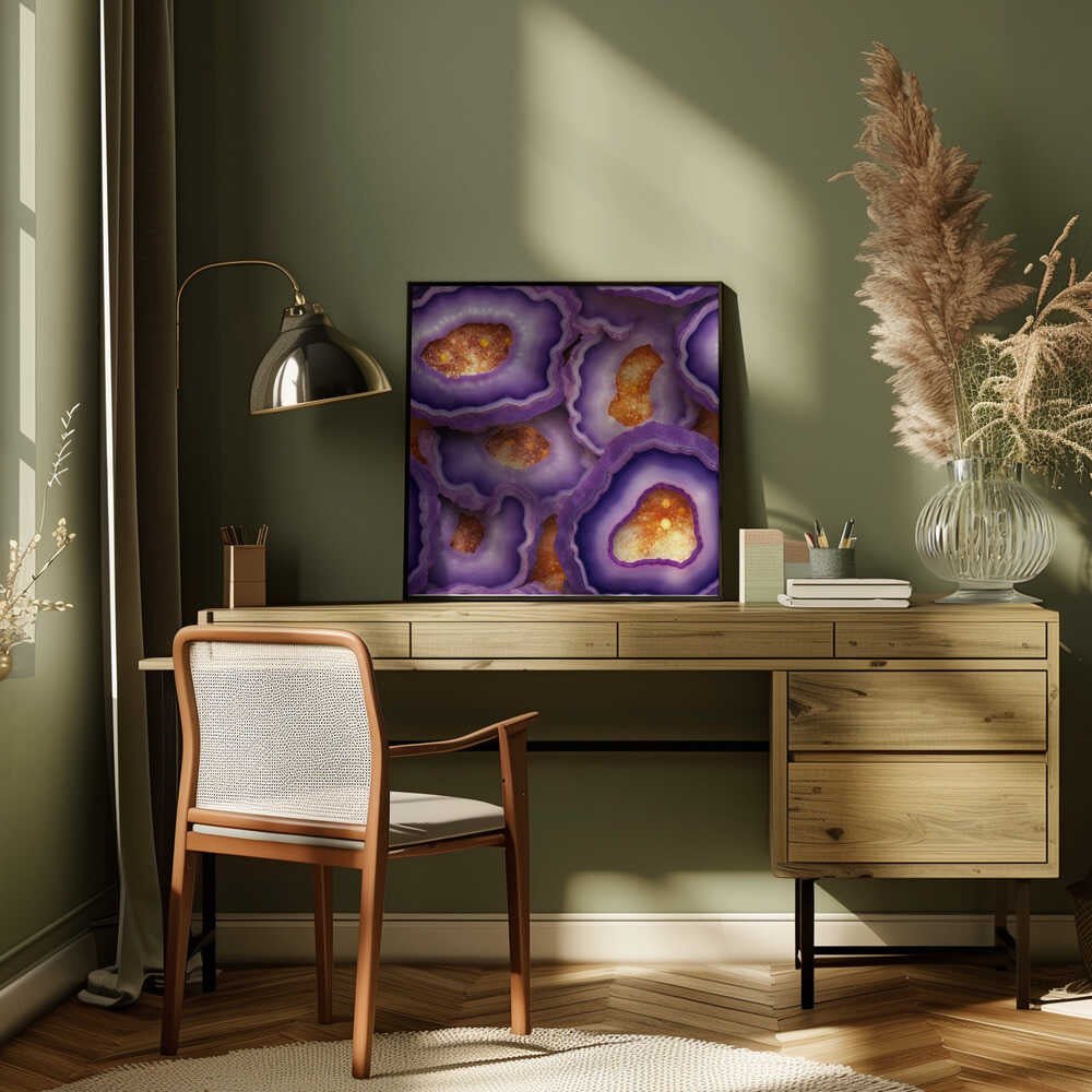 Vibrant Purple Geode Crystals - Square Stretched Canvas, Poster or Fine Art Print - I Heart Wall Art - Poster Print, Canvas Print or Framed Art Print