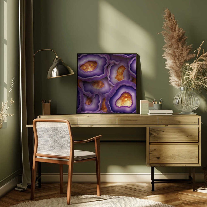 Vibrant Purple Geode Crystals - Square Stretched Canvas, Poster or Fine Art Print - I Heart Wall Art - Poster Print, Canvas Print or Framed Art Print