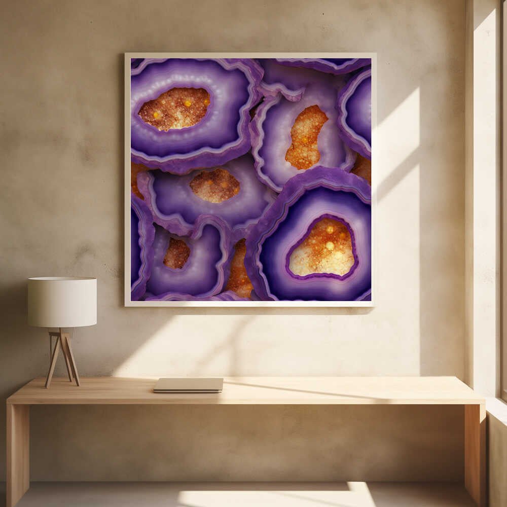 Vibrant Purple Geode Crystals - Square Stretched Canvas, Poster or Fine Art Print - I Heart Wall Art - Poster Print, Canvas Print or Framed Art Print