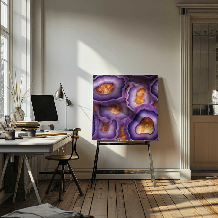 Vibrant Purple Geode Crystals - Square Stretched Canvas, Poster or Fine Art Print - I Heart Wall Art - Poster Print, Canvas Print or Framed Art Print