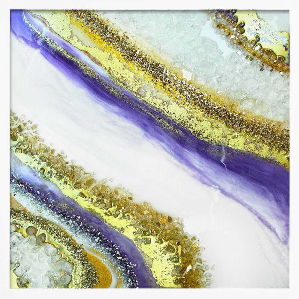 Vibrant Purple Gold Geode - Square Stretched Canvas, Poster or Fine Art Print - I Heart Wall Art - Poster Print, Canvas Print or Framed Art Print