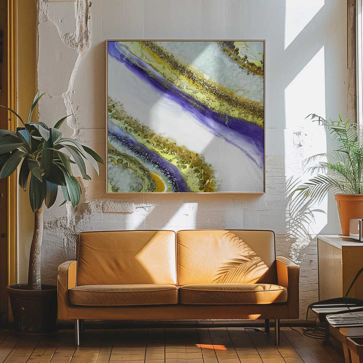 Vibrant Purple Gold Geode - Square Stretched Canvas, Poster or Fine Art Print - I Heart Wall Art - Poster Print, Canvas Print or Framed Art Print