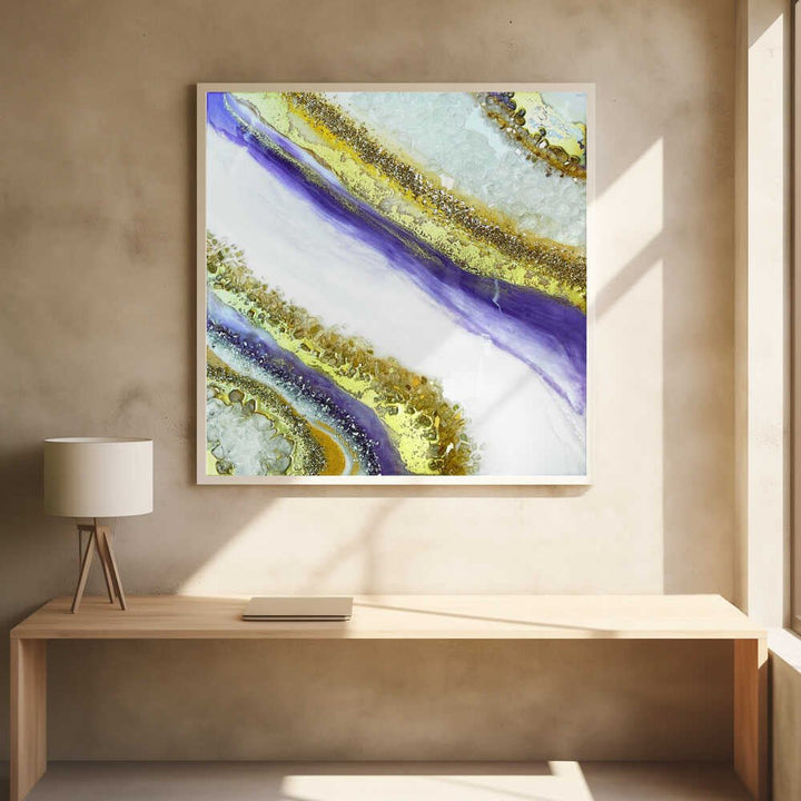 Vibrant Purple Gold Geode - Square Stretched Canvas, Poster or Fine Art Print - I Heart Wall Art - Poster Print, Canvas Print or Framed Art Print