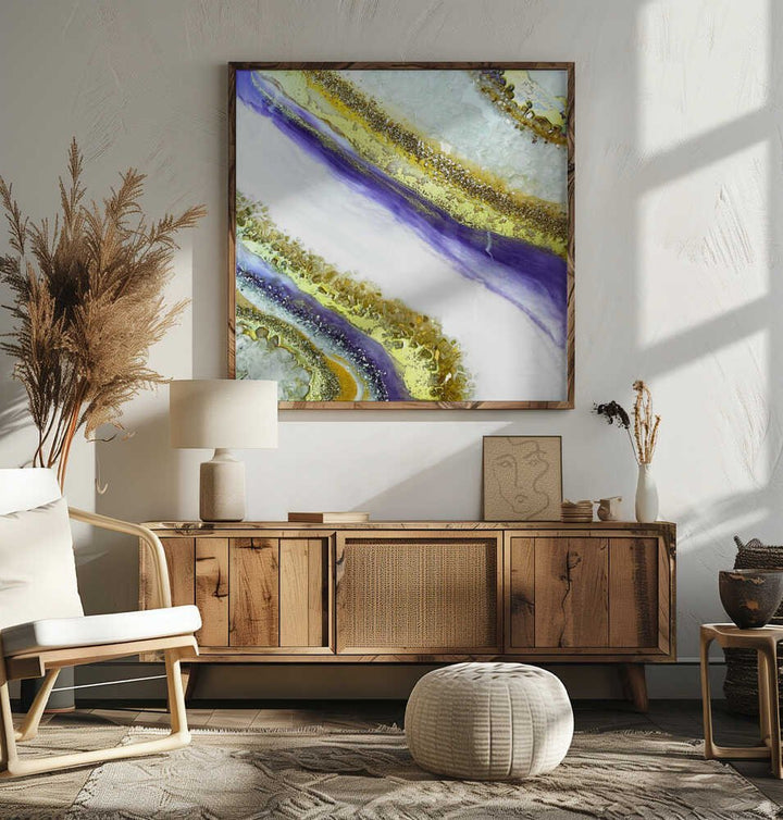 Vibrant Purple Gold Geode - Square Stretched Canvas, Poster or Fine Art Print - I Heart Wall Art - Poster Print, Canvas Print or Framed Art Print
